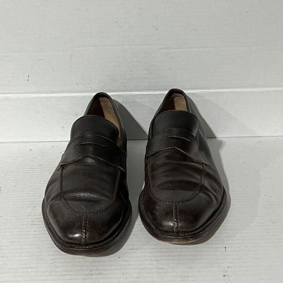 Moreschi Men's 10 Leather Driving Shoe Penny Loafer Dark Brown Made in Italy - Picture 2 of 9